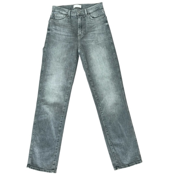 7 for All Mankind High Waist Cropped Straight Gray Jeans Size 26 - Picture 1 of 7